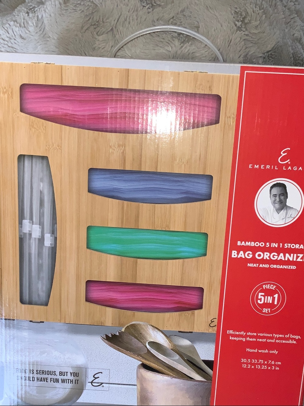 Emeril Lagasse Bamboo 5-in-1 Bag Organizer - Pink, Blue, Green